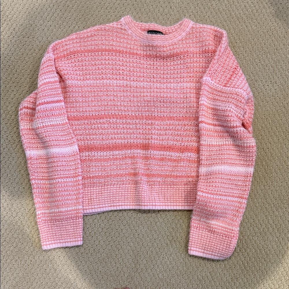 Cotton Candy Blush and White Crew Neck Sweater